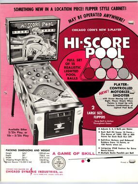 Hi-Score Pool Pinball Flyer Original Lady Billiard Table Player Art Chicago Coin